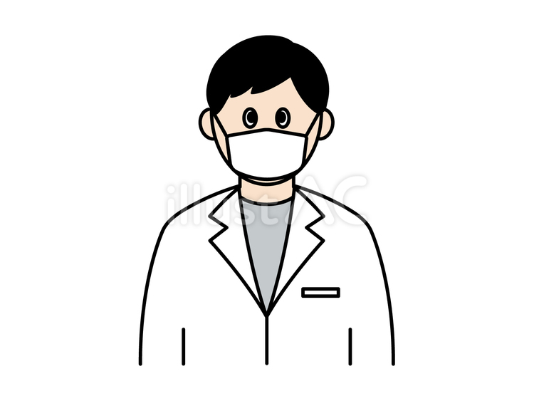 白衣を着た男性（マスクあり） 先生,男性,白衣のイラスト素材