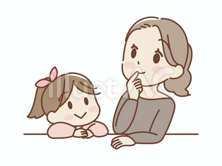 楽しい悩み母娘 親子,母,娘のイラスト素材