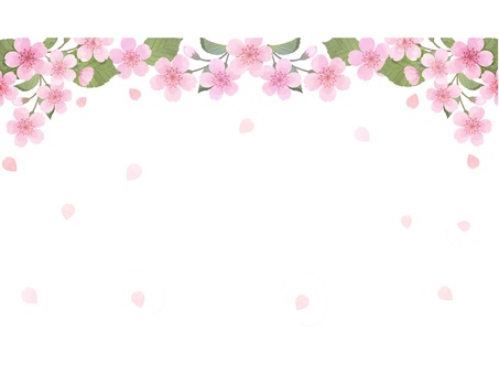 桜の水彩風な桜吹雪フレーム(文字なし)