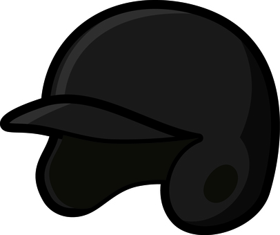 黒のメットです。 野球,メット,シンプル,メルメット,打者,バッティング,防具,装着,耳フラップ,安全帽のイラスト素材