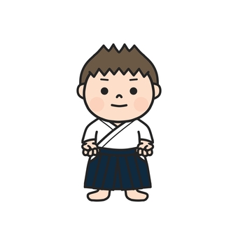 拳を腰に構えて気合いを入れる男の子2 袴,武道,道着,男の子,合気道,弓道,剣道,居相,部活,クラブ活動のイラスト素材