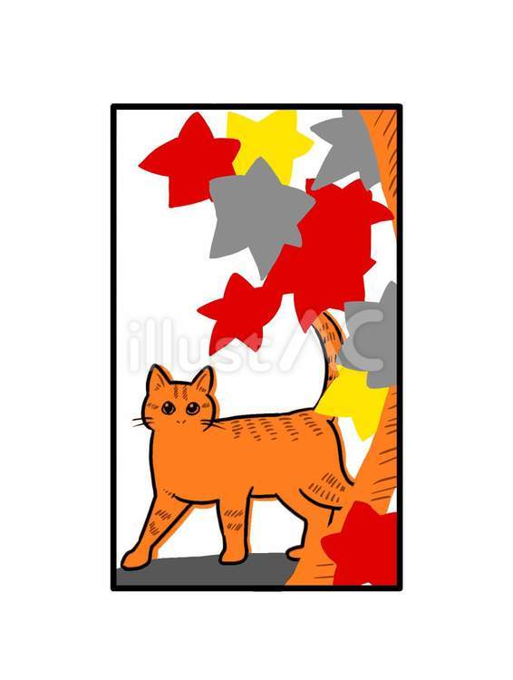 紅葉と猫 紅葉,猫,秋のイラスト素材