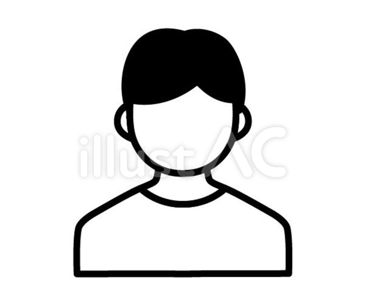襟なし：男性2 男,シルエット,黒のイラスト素材