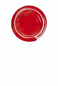 赤の筆書きの丸のフレーム年賀状素材 赤,筆書き,丸,フレーム,かすれ,枠,年賀状,縦,金粉,金箔のイラスト素材