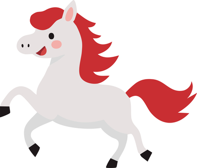 赤いたてがみの白馬 馬,干支,白馬,動物,牧場,競馬のイラスト素材