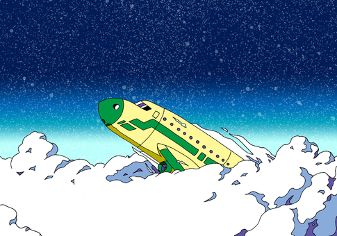 星空　ジェット旅客機　イラスト 大きい,飛行機,星空,幻想的,風景,わくわくのイラスト素材