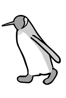 歩くキングペンギン 前向き グレー 歩くキングペンギン 前向き グレー キングペンギン,オウサマペンギン,ペンギン,鳥,黒,白,グレー,羽,フリッパー,足のイラスト素材