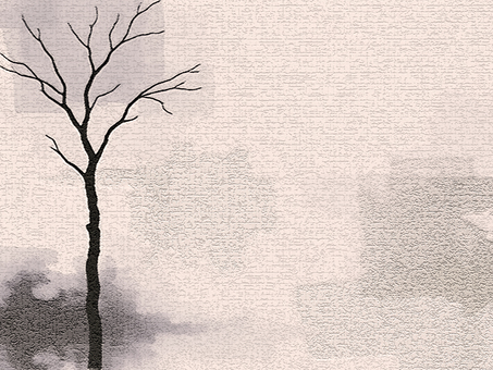 枯木の水墨画・墨絵風な背景壁紙素材画像 枯れ木,モチーフ,水墨画,墨絵,背景,壁紙,和風,絵葉書,ポストカード,コピースペースのイラスト素材
