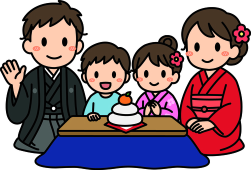 紺のこたつの家族です。