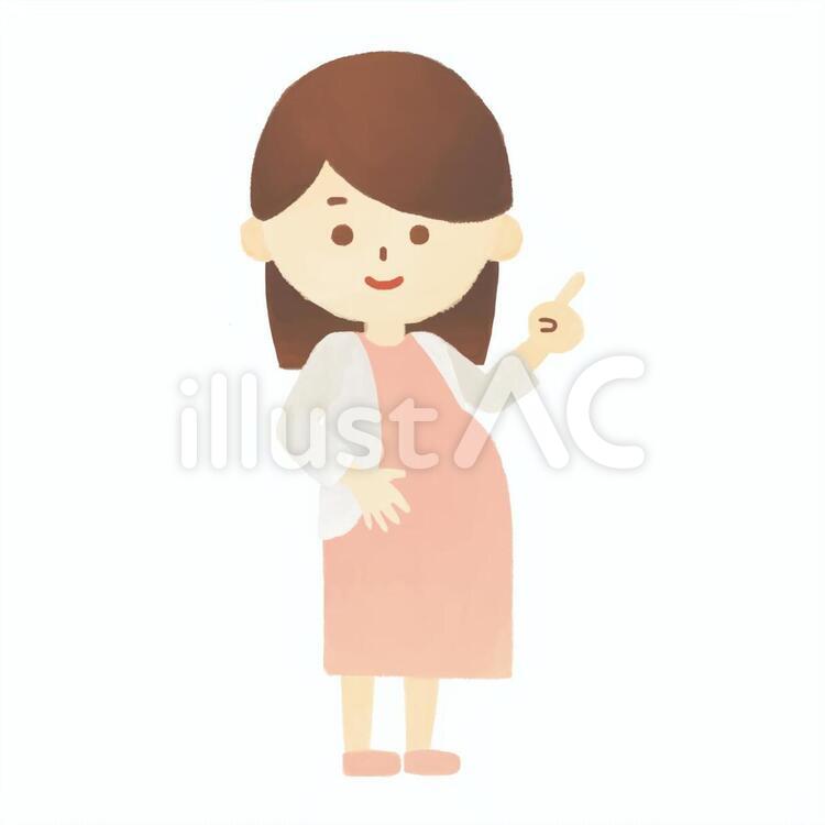 指をさす妊婦さん 妊婦さん,妊婦,妊娠のイラスト素材