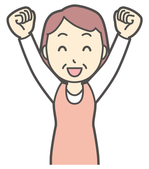  両手を上げてガッツポーズのおばさん ガッツポーズ,おばさん,人,女性,中年,おばちゃん,シニア,おかん,お母さん,ママのイラスト素材