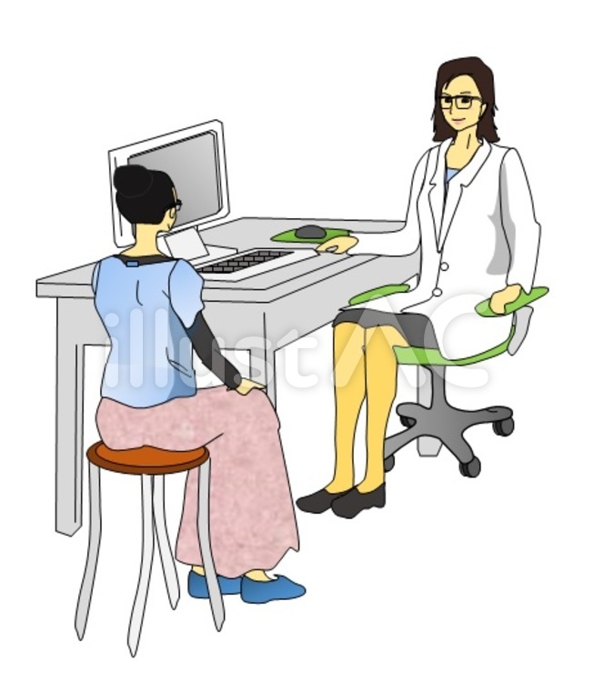 女性医師の診察　 女性医師,診察,医師のイラスト素材