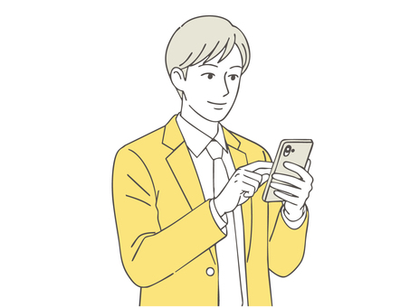 スマホを操作する男性1 スマホ,男性,スマートフォン,若い,タッチ,操作,画面,チェック,携帯電話,携帯のイラスト素材