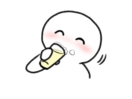 ビールを飲む棒人間 棒人間,人物,飲む,ビール,お酒,手描き,落書き,表情,黒,シンプルのイラスト素材