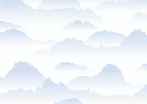 水墨画のような景色 水墨画,和,和風,景色,山,屏風,背景,枠,日本,風のイラスト素材