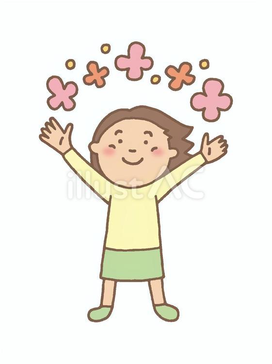 優しさや温かさに満たされた女性 女性,花,やさしさのイラスト素材