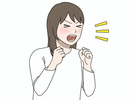 自分の思いを叫ぶ女性 頑張れ,頑張って,励ます,エール,激励,声援,いけー,元気づける,思いの丈,応援のイラスト素材