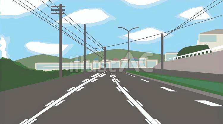 道路風景　 道路,風景,車道のイラスト素材