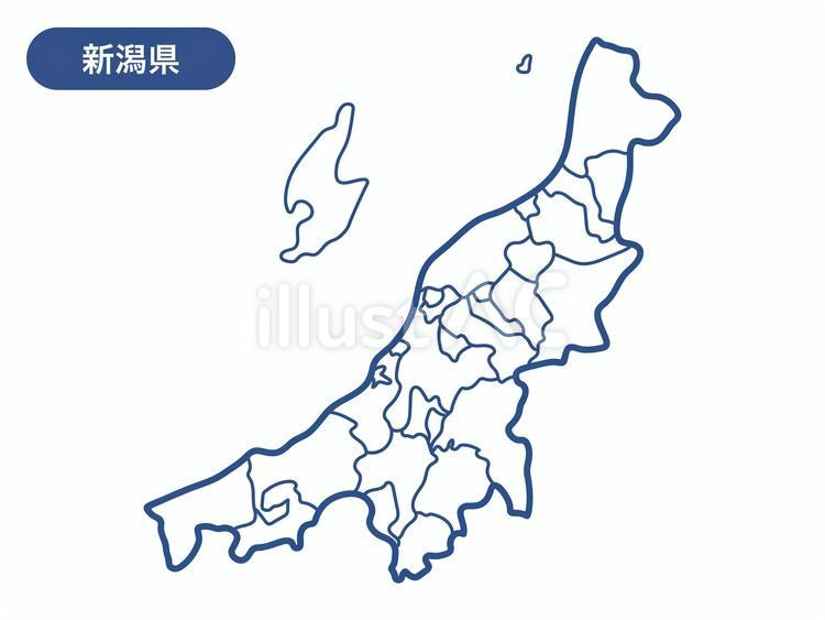 新潟県の地図の線画 地図,線画,地域のイラスト素材