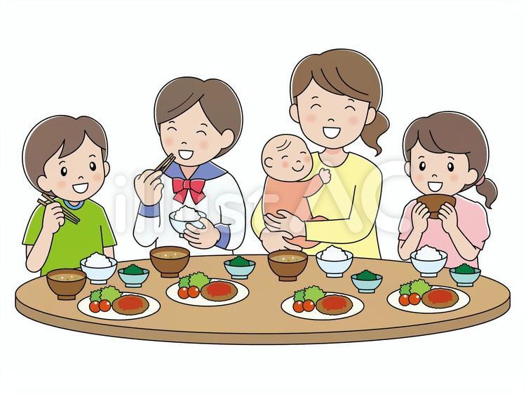 こども食堂の食卓の風景 こども食堂,食卓,食事のイラスト素材
