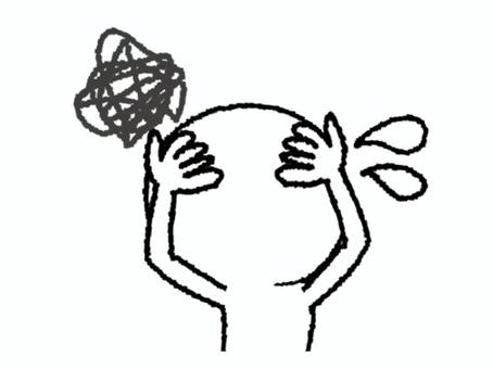 頭を抱えるリアクション シルエット,焦る,困るのイラスト素材