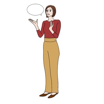 手振りを交えて会話・議論をする女性