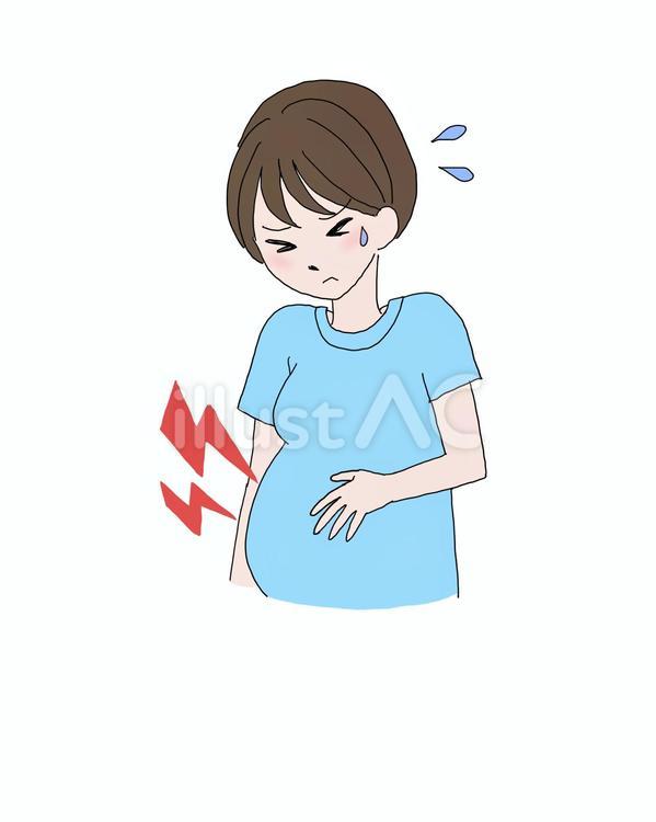 陣痛が来て耐えている妊娠さん 妊娠,妊婦,マタニティのイラスト素材