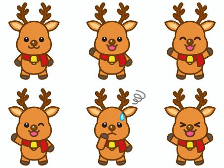 かわいいトナカイのイラスト素材セット かわいいトナカイのイラスト素材セット トナカイ,動物,笑顔,角,クリスマス,生き物,可愛い,簡単,デフォルメ,シンプルのイラスト素材