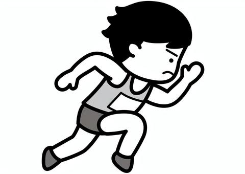 短距離走-2c 短距離走,走る,スポーツ,競技,かわいい,シンプル,モノクロ,グレーのイラスト素材
