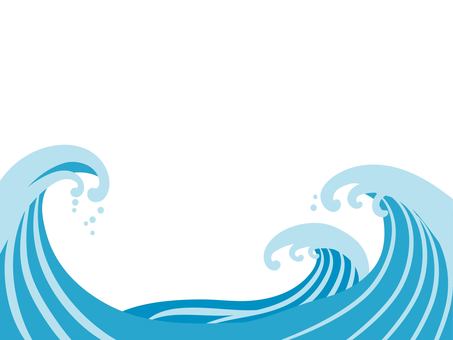 浮世絵風の荒波のフレーム 荒波,波,フレーム,海,水,泡,浮世絵,大漁旗,和風,青のイラスト素材