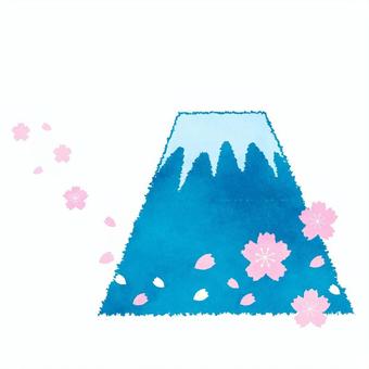 富士山　さくら　水彩