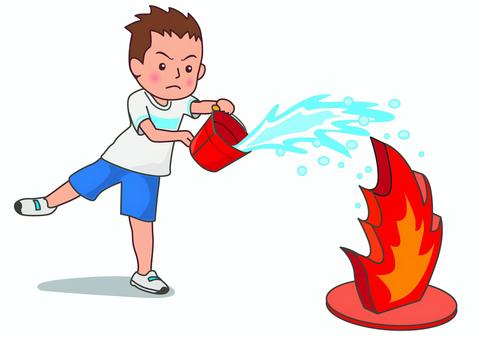 バケツリレーで消火訓練をする子ども 消火訓練,バケツリレー,子ども,火の用心,バケツ,消火,火災予防,イラストのイラスト素材