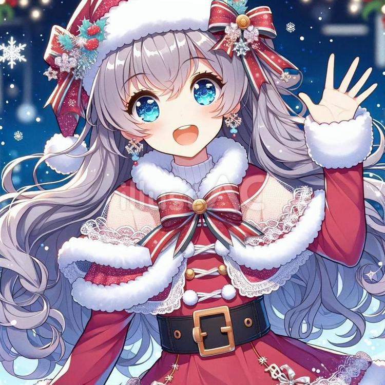 【超美品】可愛い手描きイラスト　オカリナ　アルト　クリスマス　サンタ クリスマスのサンタクロースとトナカイ03イラスト - No