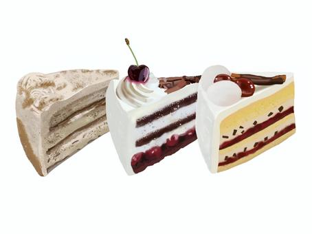 ショートケーキ（横3） ケーキ,ショートケーキ,スイーツ,洋菓子,洋生菓子,クリーム,生クリーム,ホイップクリーム,単品,デザートのイラスト素材