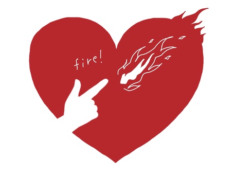 ハートに火がつく ハート,撃つ,火,炎,心,赤色,情熱,fire,愛,恋のイラスト素材