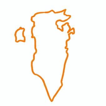 Bahrain Map [Orange], icon, stamp, simple, JPG and PNG