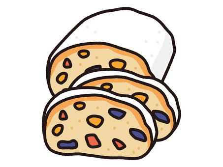 ドイツ発祥伝統焼き菓子シュトーレン シュトーレン,クリスマス,xマス,ドイツ,ドイツ菓子,ドイツ料理,伝統菓子,伝統料理,パン,菓子パンのイラスト素材