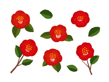 レトロ風椿のイラスト