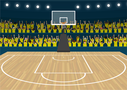 #3391バスケアリーナ バスケットボール,バスケ,アリーナ,体育館,観客,応援,試合,スポーツ,バスケットコート,バスケットゴールのイラスト素材
