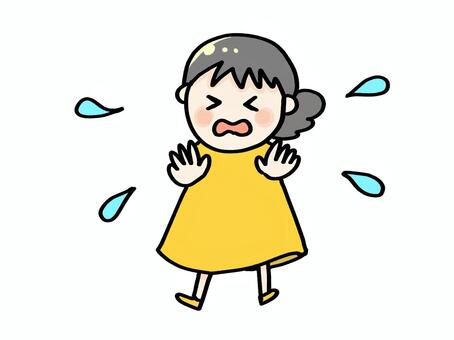 女の子0005_無理 焦る,断る,無理,イヤだ,困った,汗,女の子,かわいい,シンプル,キャラクターのイラスト素材