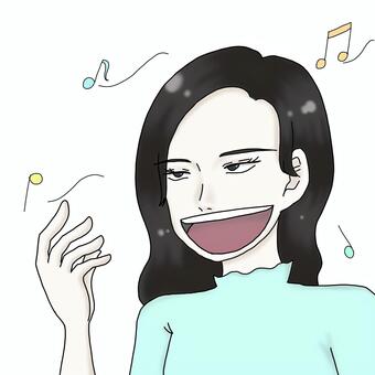 見た目によらずでっけえ口開けて歌う女 人間,音楽,おもしろ,ギャグ,女の人,ゆるキャラのイラスト素材
