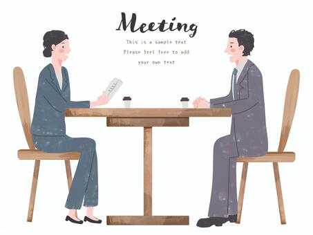 会議中の男女 打ち合わせ,ミーティング,会社員,ビジネス,男女,会議,プレゼン,ビジネスマン,商談,2人のイラスト素材