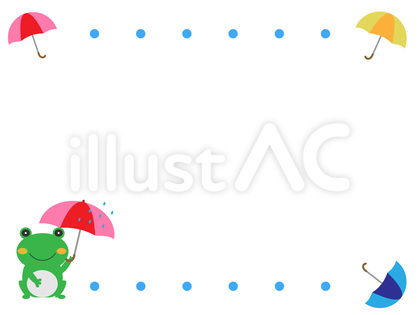 雨の日に傘をさしているカエルフレーム背景