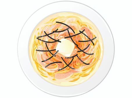 たらこクリームスパゲッティ たらこクリームスパゲッティ たらこクリーム,スパゲッティ,洋食,料理,麺類,食べ物,たらこ,クリームソース,海苔,バターのイラスト素材