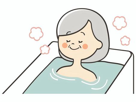 お風呂に入るおばあさん お風呂,風呂,入浴,湯船,浸かる,おばあさん,リラックス,健康,休日,休憩のイラスト素材