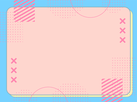 ポップでレトロなメンフィスフレーム 水色 背景,パステル,ピンク,水色,フレーム,メンフィス,ポップ,かわいい,幾何学,レトロのイラスト素材