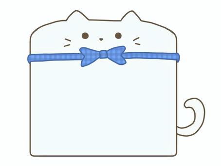 白猫のメモ帳フレーム（線なし） 猫,白猫,メモ帳,ふせん,フレーム,手描き,かわいい,ゆるい,デフォルメのイラスト素材