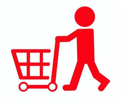 ショッピング中イラスト 人,人物,客,押す,買い物中,カート,買い物,ショッピング,入れる,保存のイラスト素材