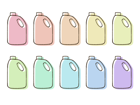 手書き_詰め替え用ボトル_セット_01 ボトル,詰め替え用,容器,プラスチックボトル,キャップ,角型,キッチン,洗面所,バスルーム,日用品のイラスト素材
