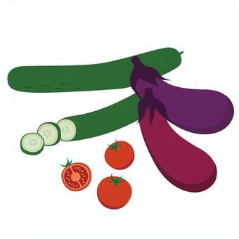 夏野菜のイラスト きゅうり,なす,トマト,イラスト,夏野菜のイラスト素材